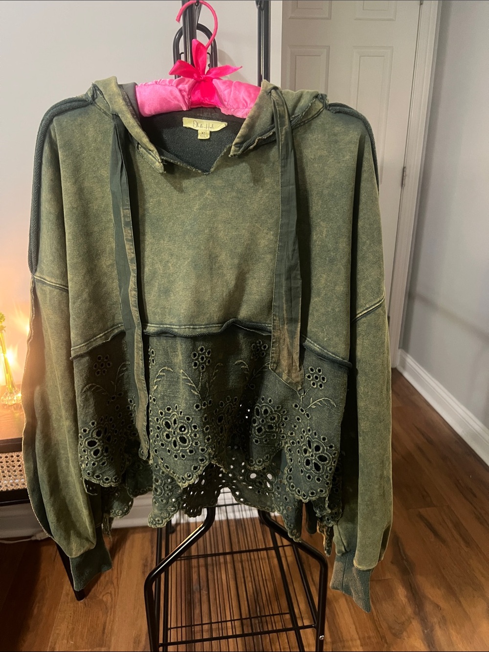 Oli & Hali Olive Green Mineral Washed Hoodie